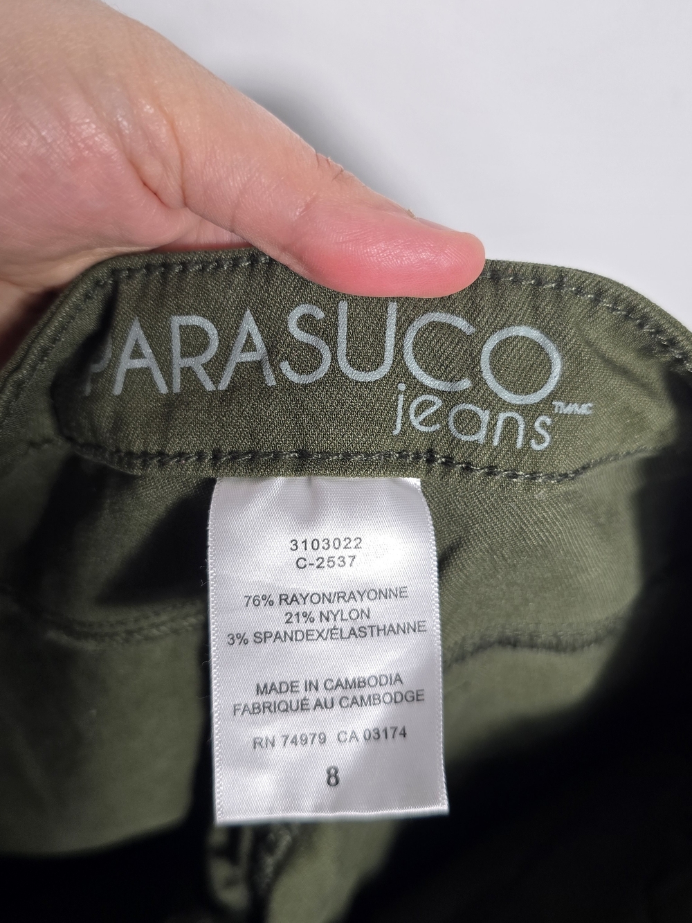 Parasuco Women's Skinny Jeans in Olive Green - Picture 3 of 3